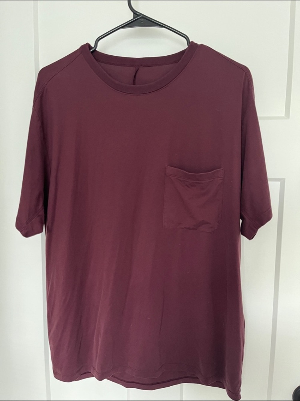 Men's Pocket Crewneck T‑Shirt in Burgundy